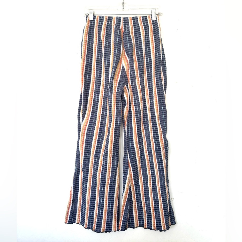 FREE PEOPLE Fine Line Slim High Waist Flare Striped Boho pants festival sz s/p - Picture 3 of 6